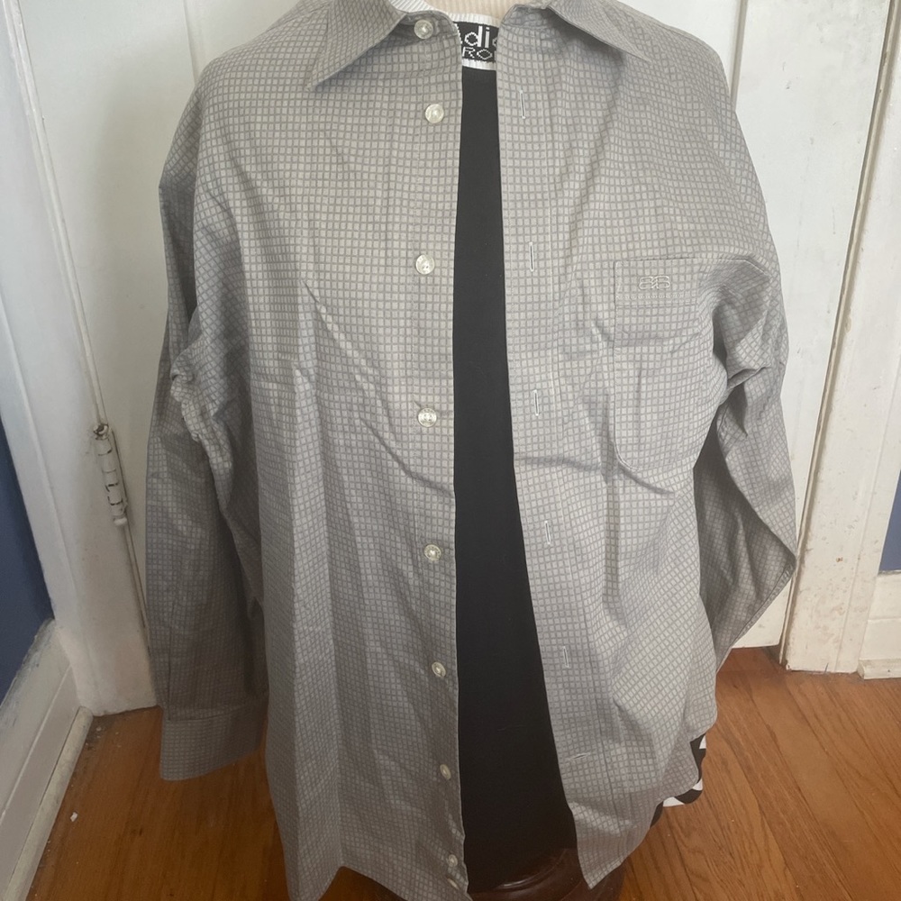 Vintage Grey Grid Authentic Balenciaga Button Up Size 42.5 Great Condition